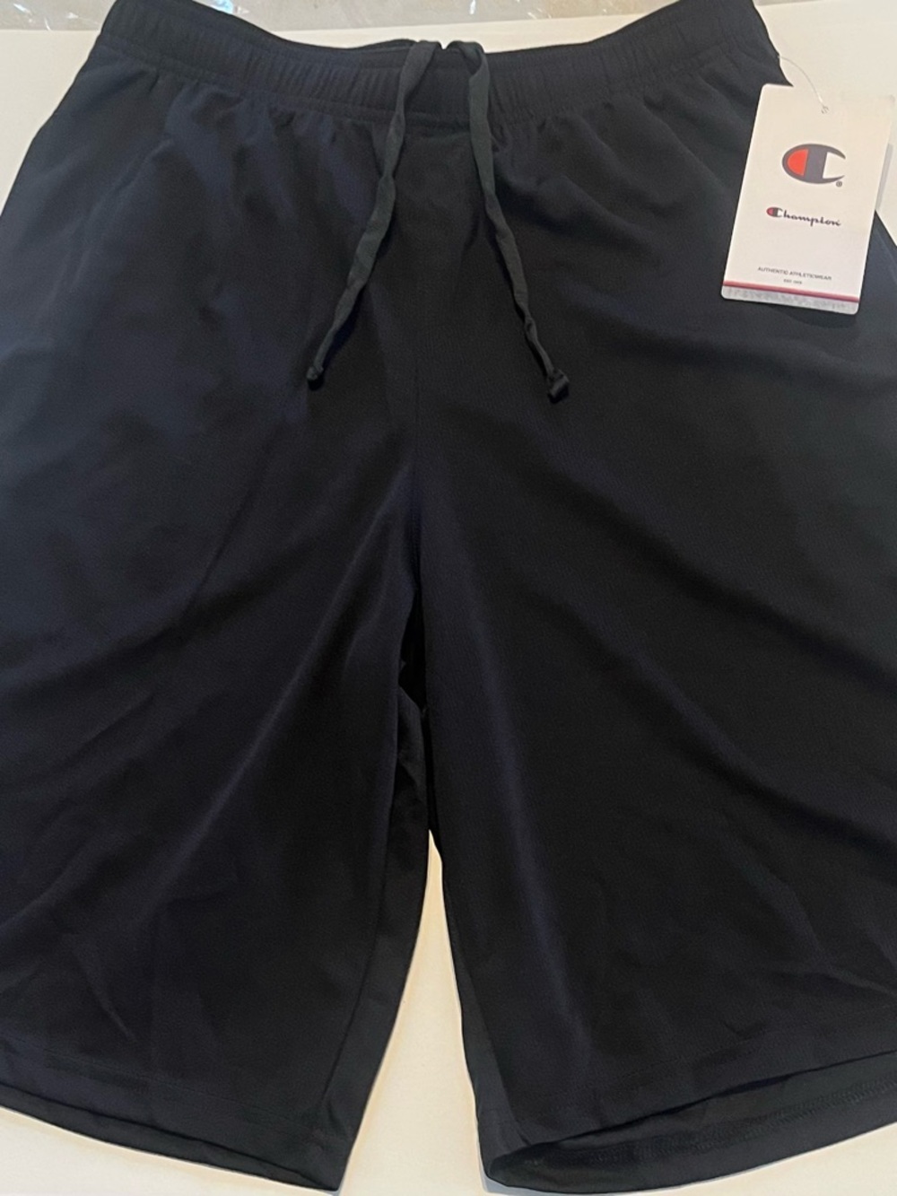 Champion Black Athletic Shorts with Logo Tag
